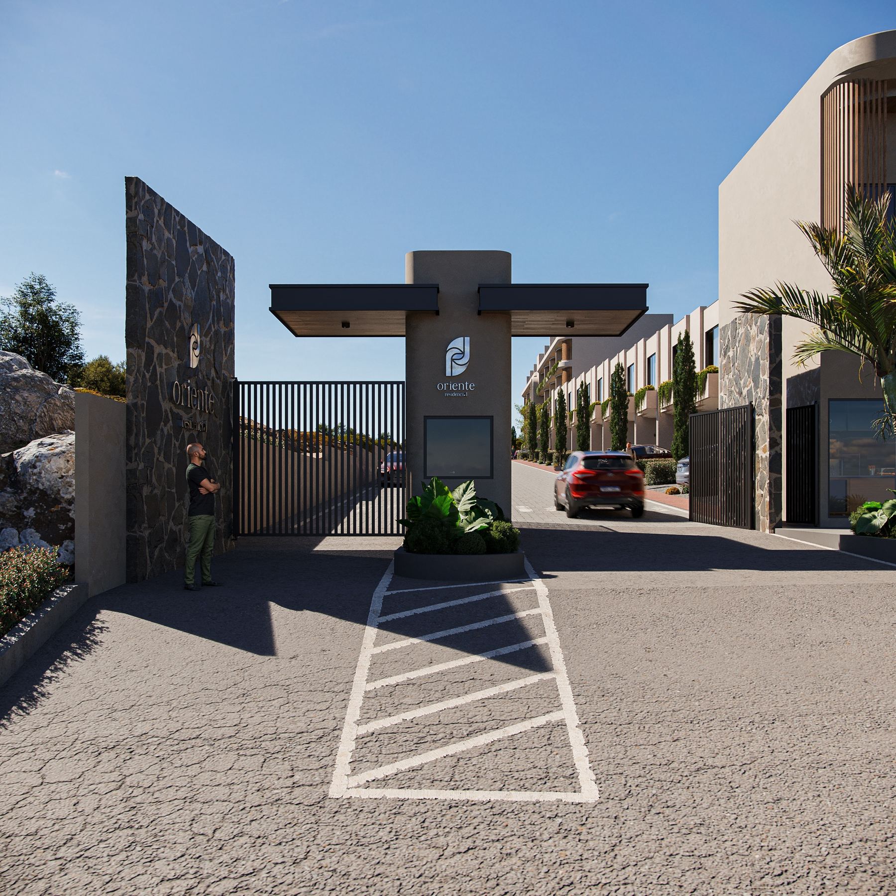 Acceso controlado de Oriente Residencial con caseta y portón