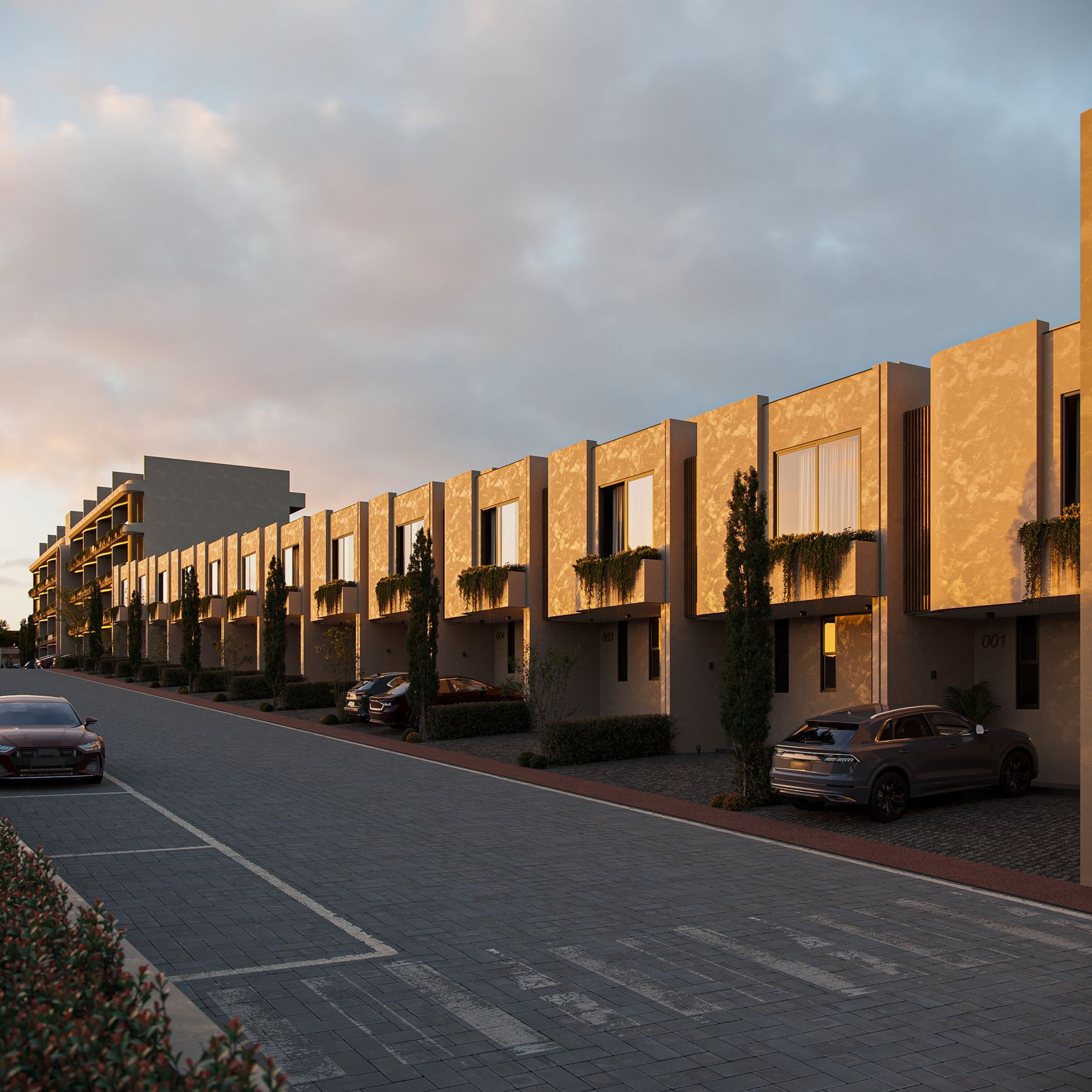 Casas de Oriente Residencial al atardecer